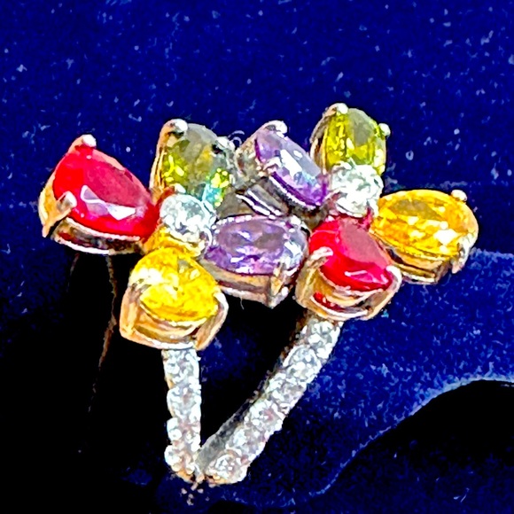 Double Flower Multi-Color Ring - Picture 3 of 3